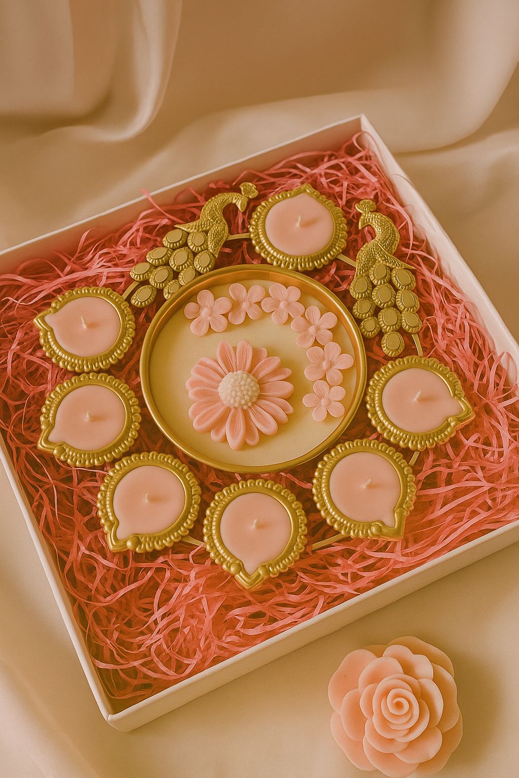 peacock urli candle